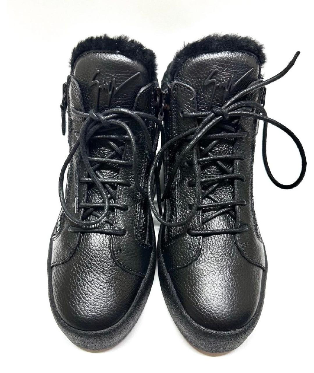 GIUSEPPE ZANOTTI DESIGN Черные кожаные высокие ботинки, фото 2