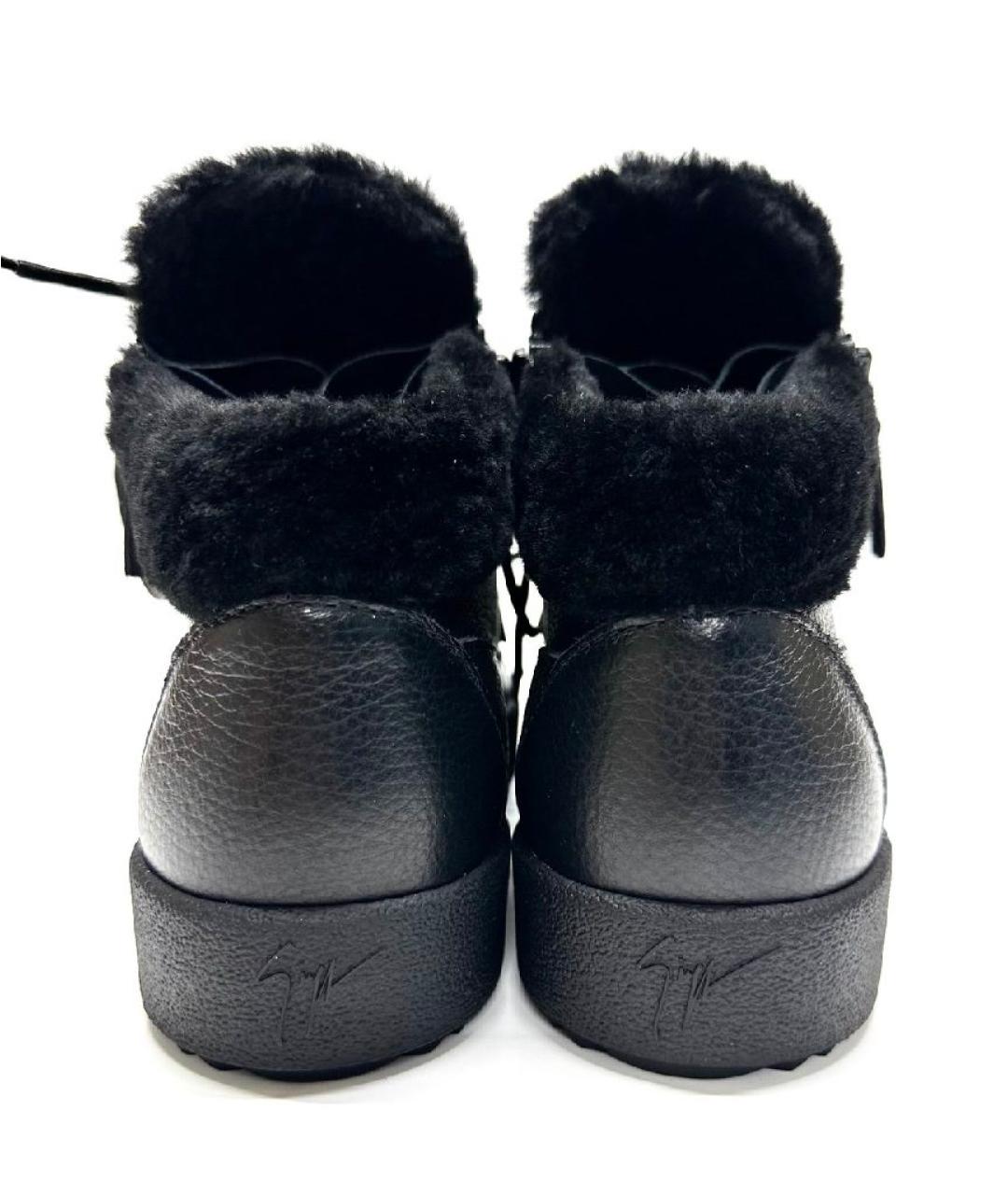 GIUSEPPE ZANOTTI DESIGN Черные кожаные высокие ботинки, фото 4