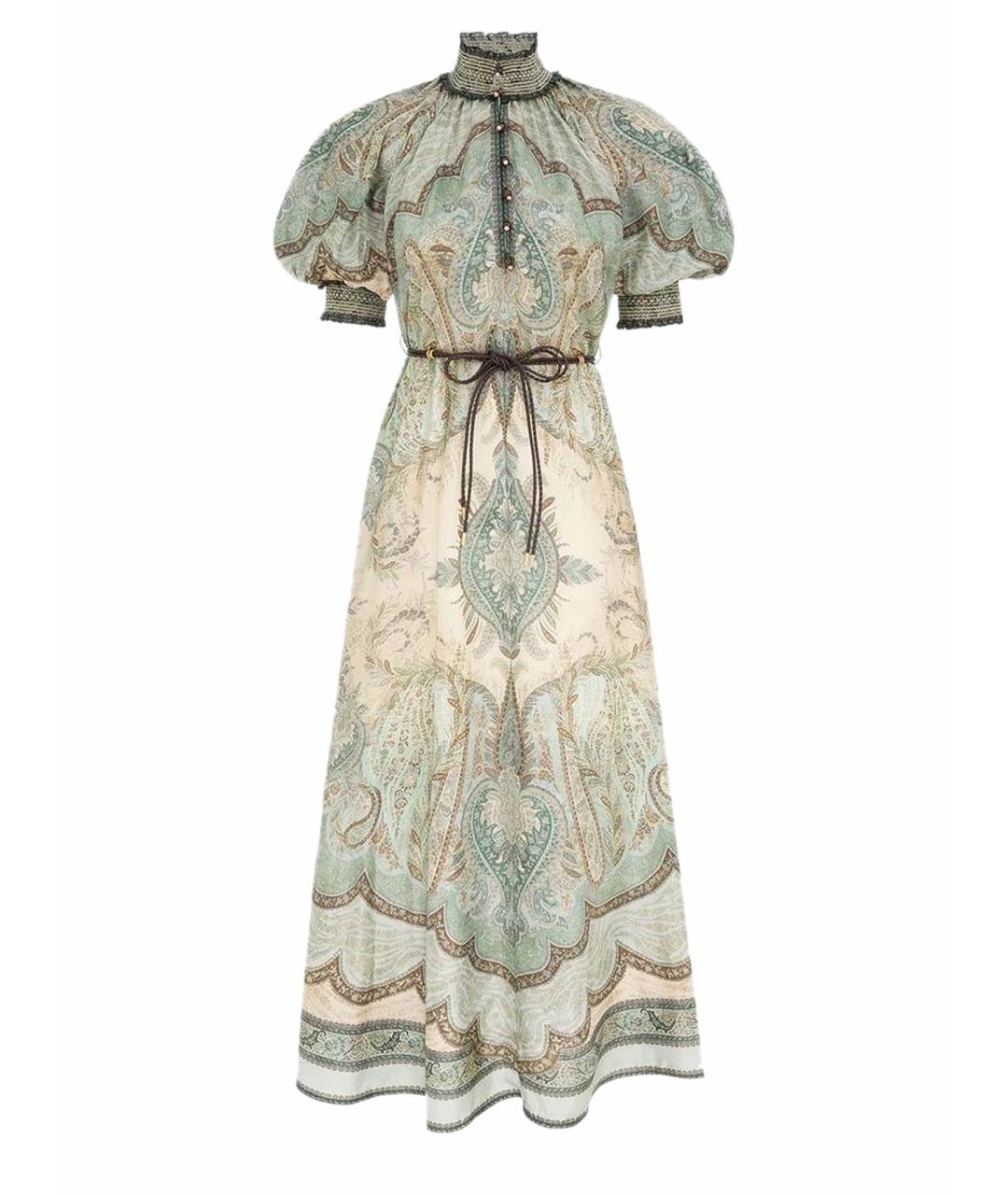 ZIMMERMANN Зеленые шелковое коктейльное платье, фото 1