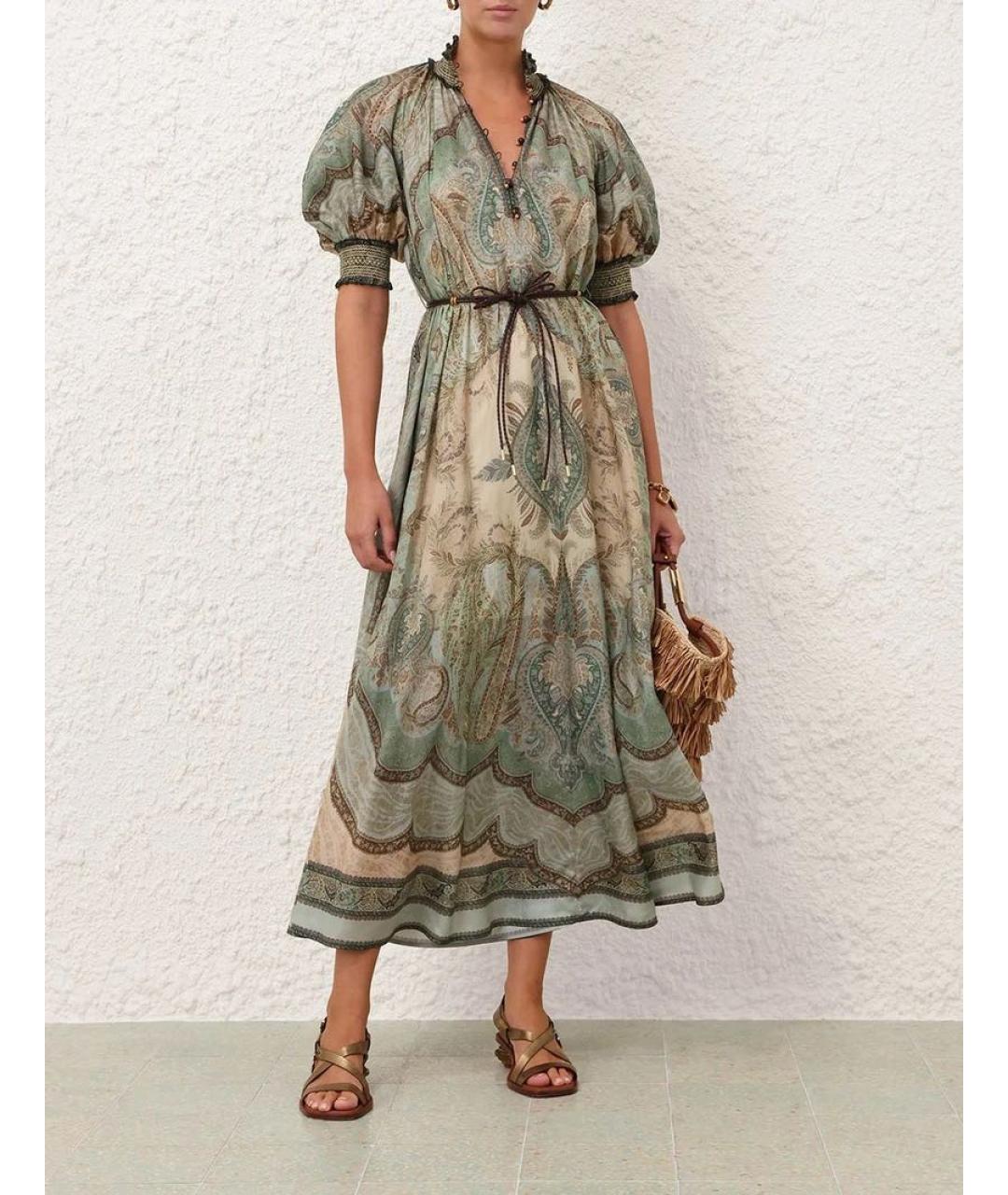 ZIMMERMANN Зеленые шелковое коктейльное платье, фото 2