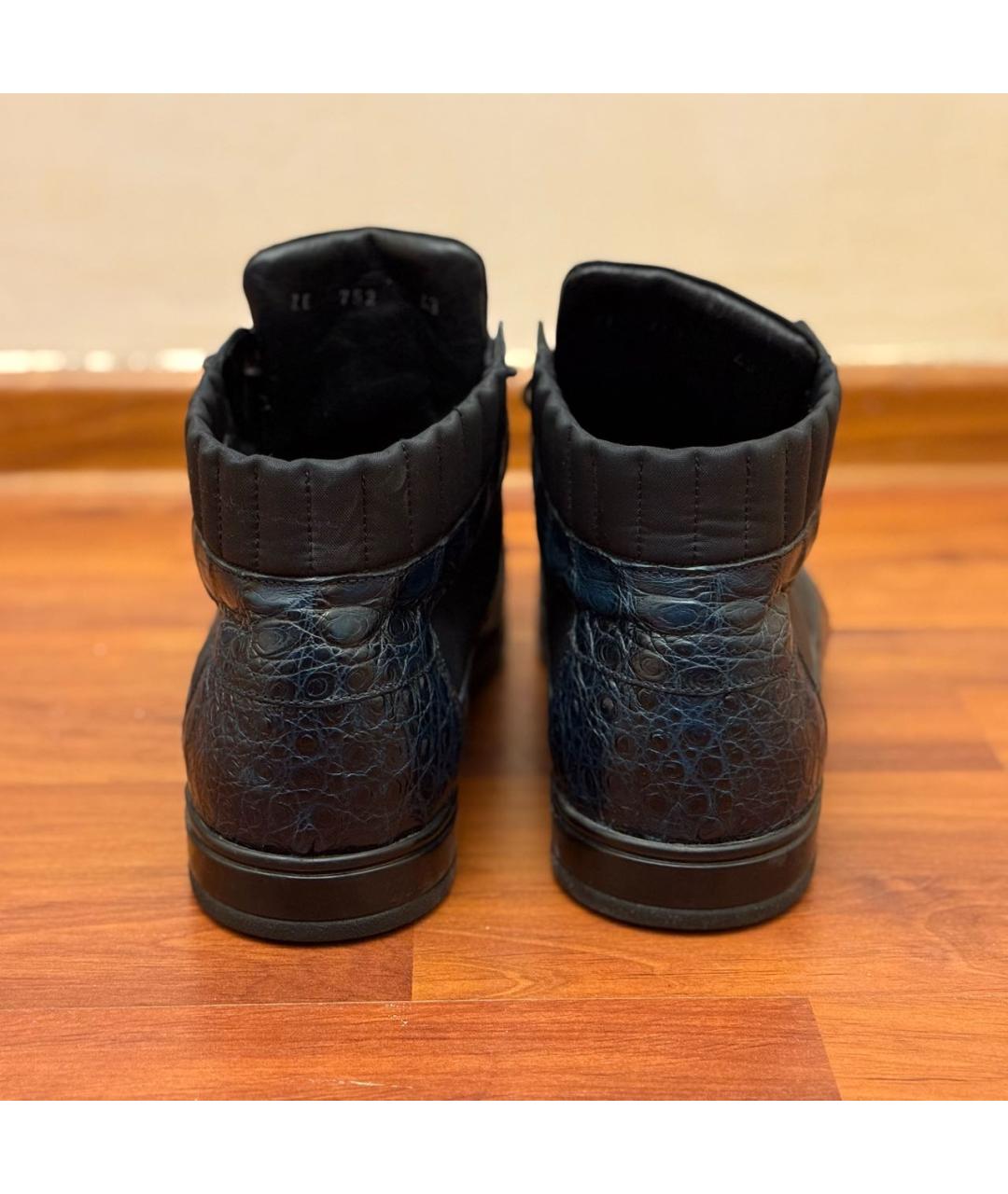 ZILLI Синие высокие кроссовки / кеды из экзотической кожи, фото 5