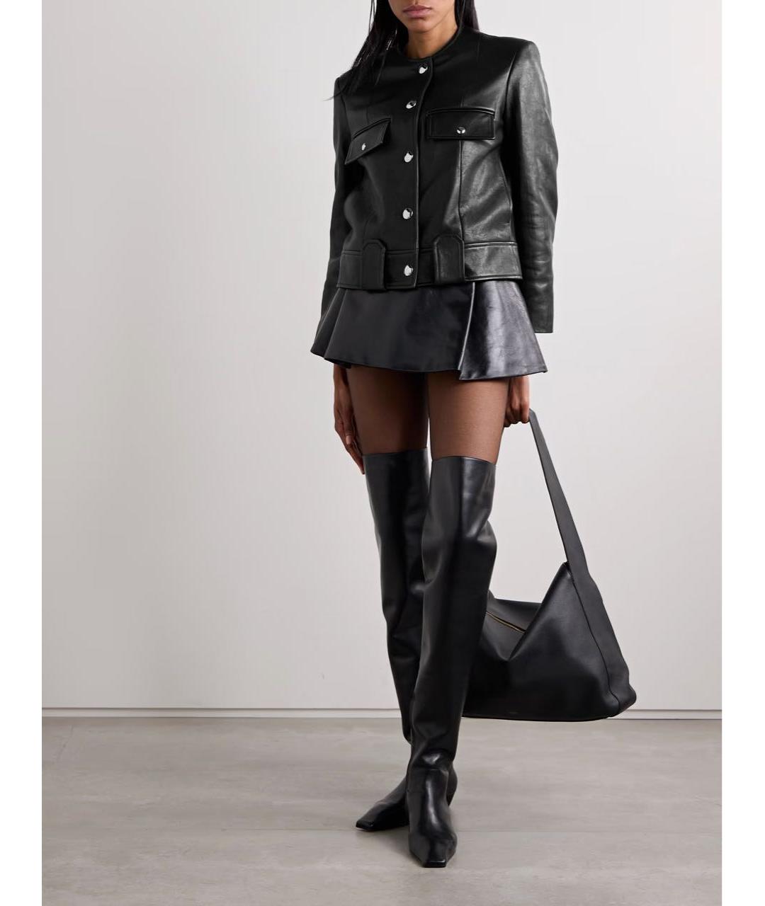 CHRISTIAN DIOR Черная кожаная юбка мини, фото 5