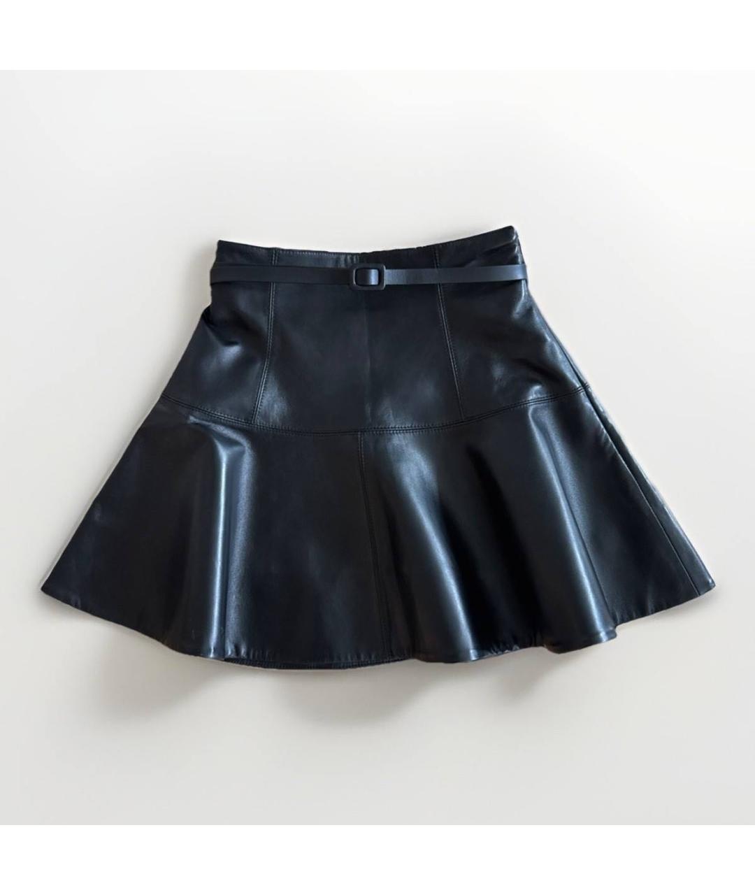 CHRISTIAN DIOR Черная кожаная юбка мини, фото 6