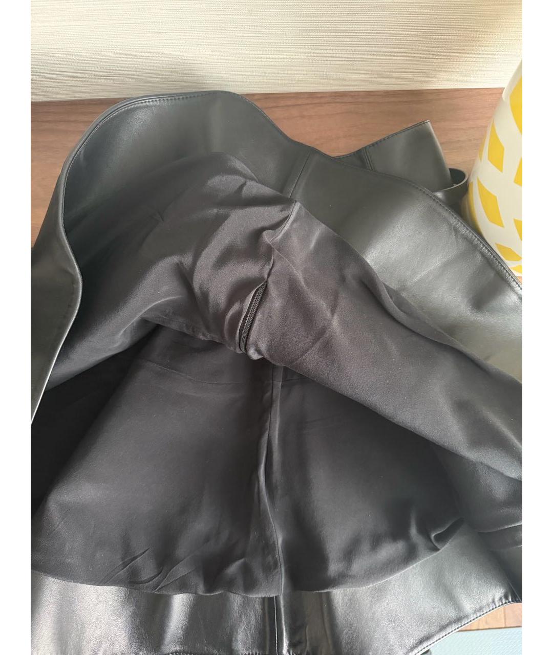 CHRISTIAN DIOR Черная кожаная юбка мини, фото 4