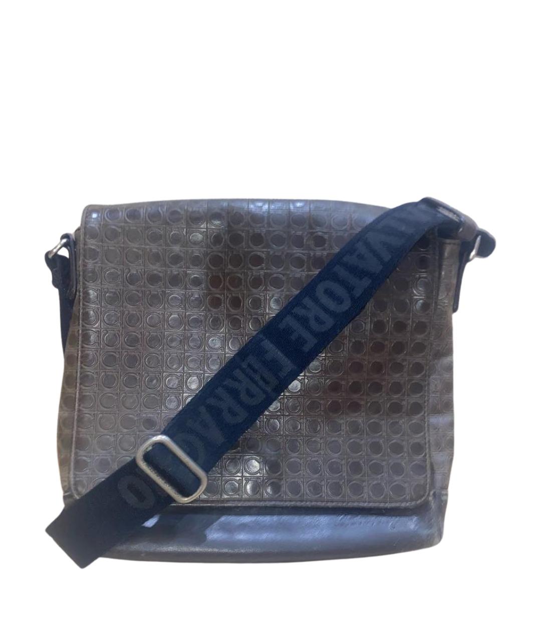 FERRAGAMO Коричневая кожаная сумка на плечо, фото 1