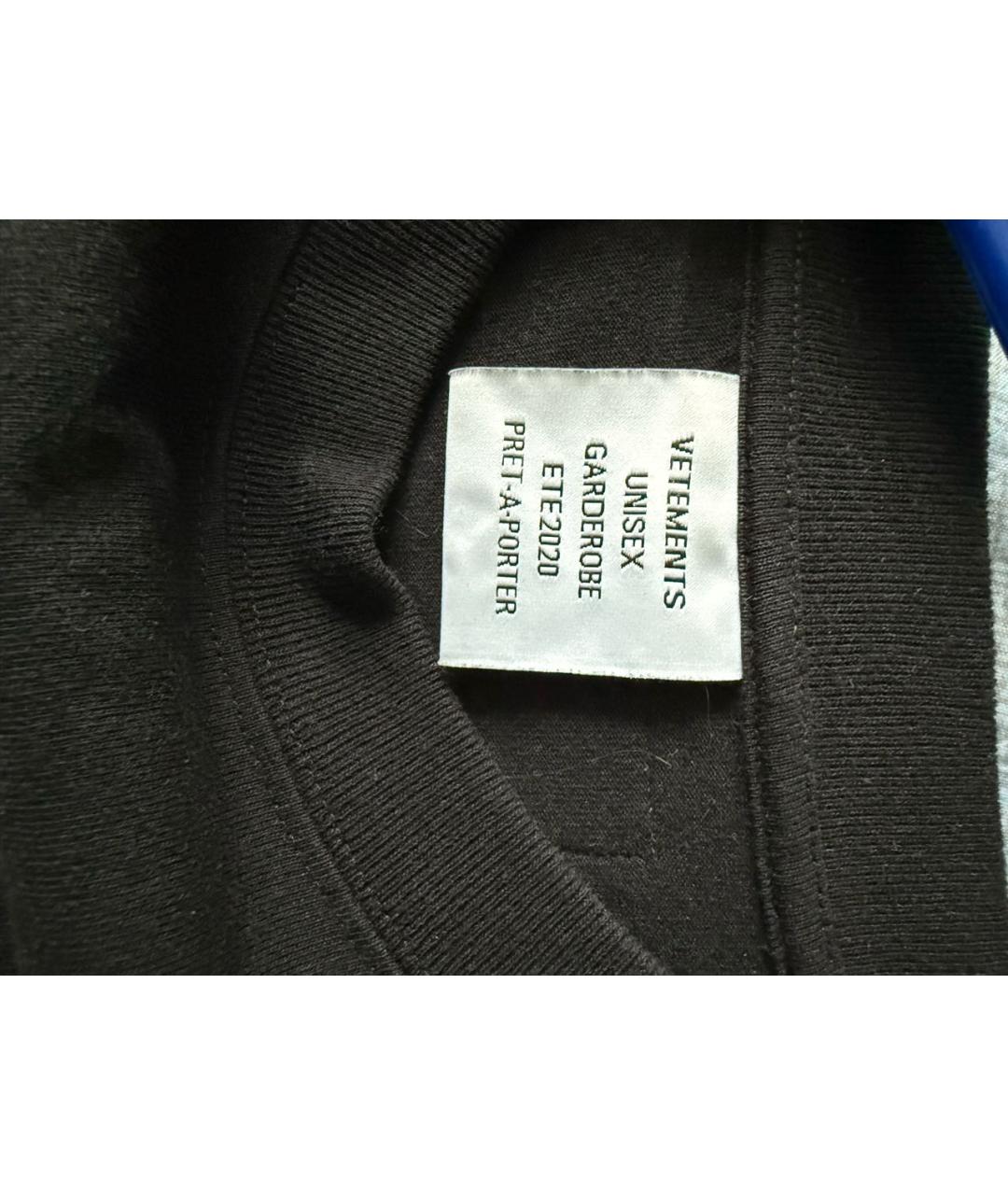 VETEMENTS Черная хлопковая футболка, фото 5
