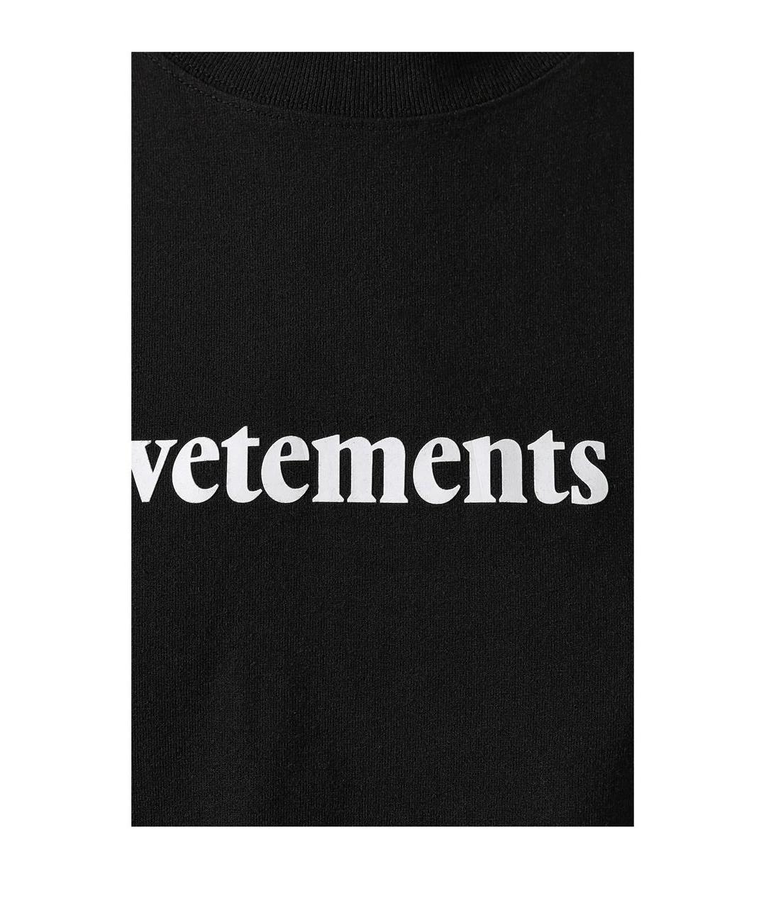 VETEMENTS Черная хлопковая футболка, фото 4