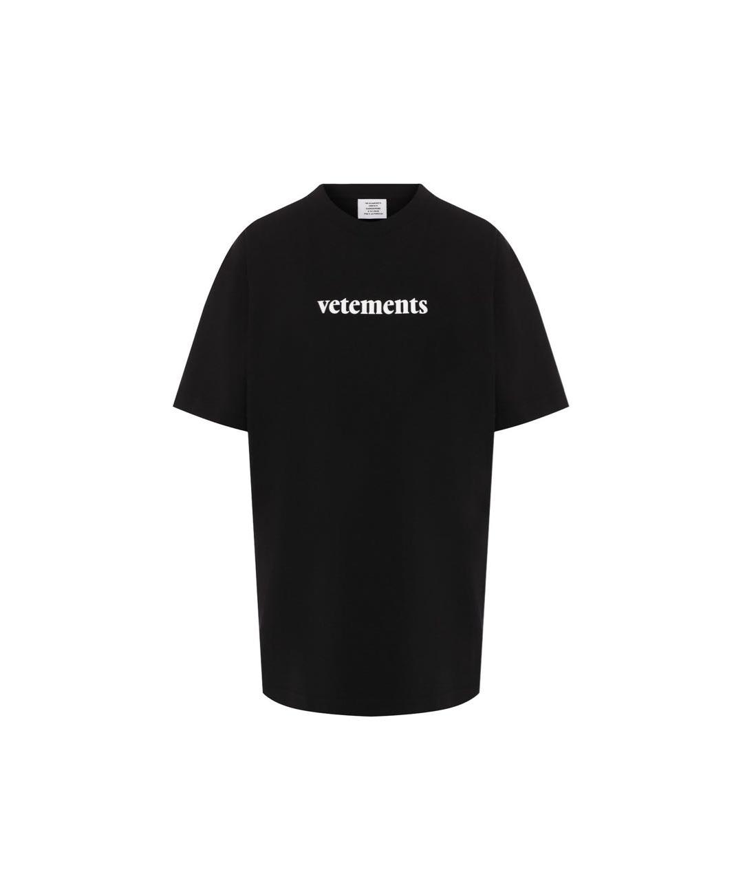 VETEMENTS Черная хлопковая футболка, фото 8