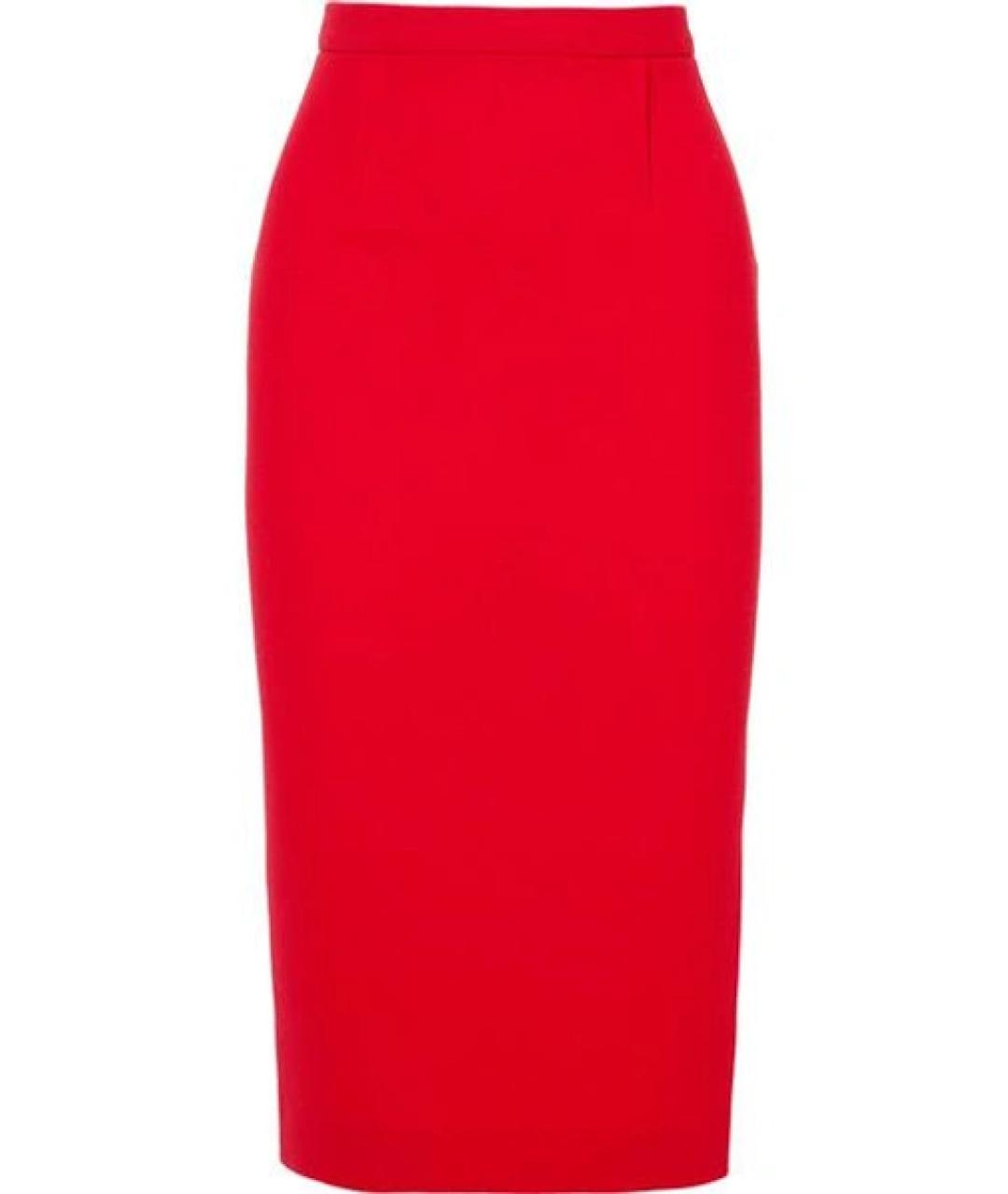 ROLAND MOURET Красная шерстяная юбка миди, фото 7