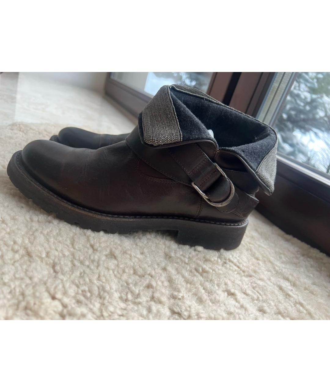 BRUNELLO CUCINELLI Коричневые кожаные ботинки, фото 5