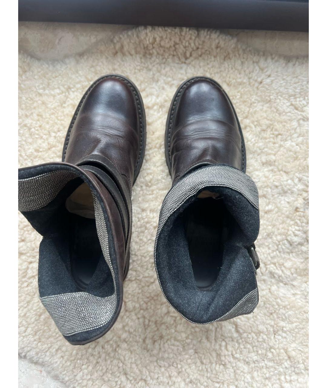 BRUNELLO CUCINELLI Коричневые кожаные ботинки, фото 3