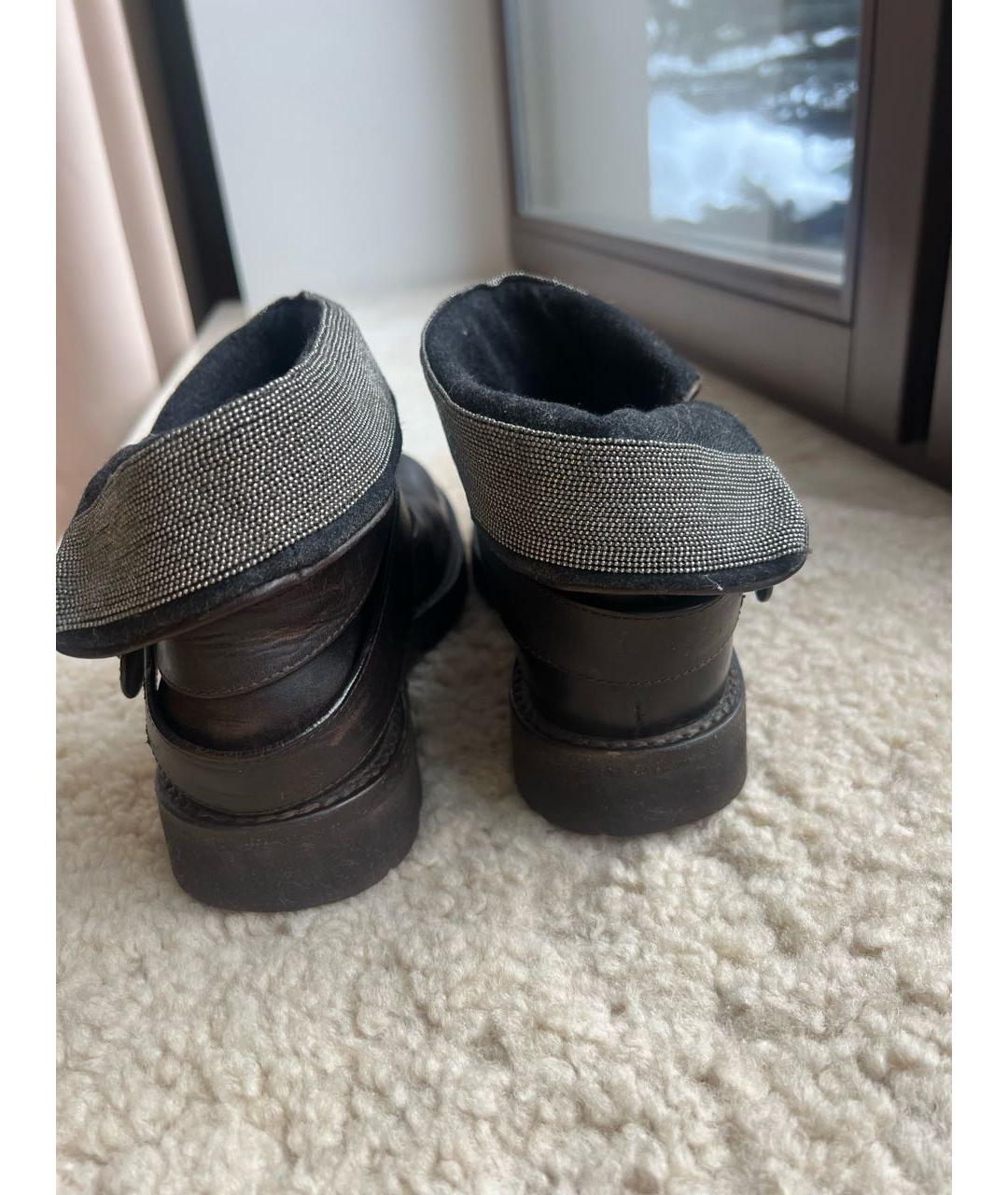 BRUNELLO CUCINELLI Коричневые кожаные ботинки, фото 4