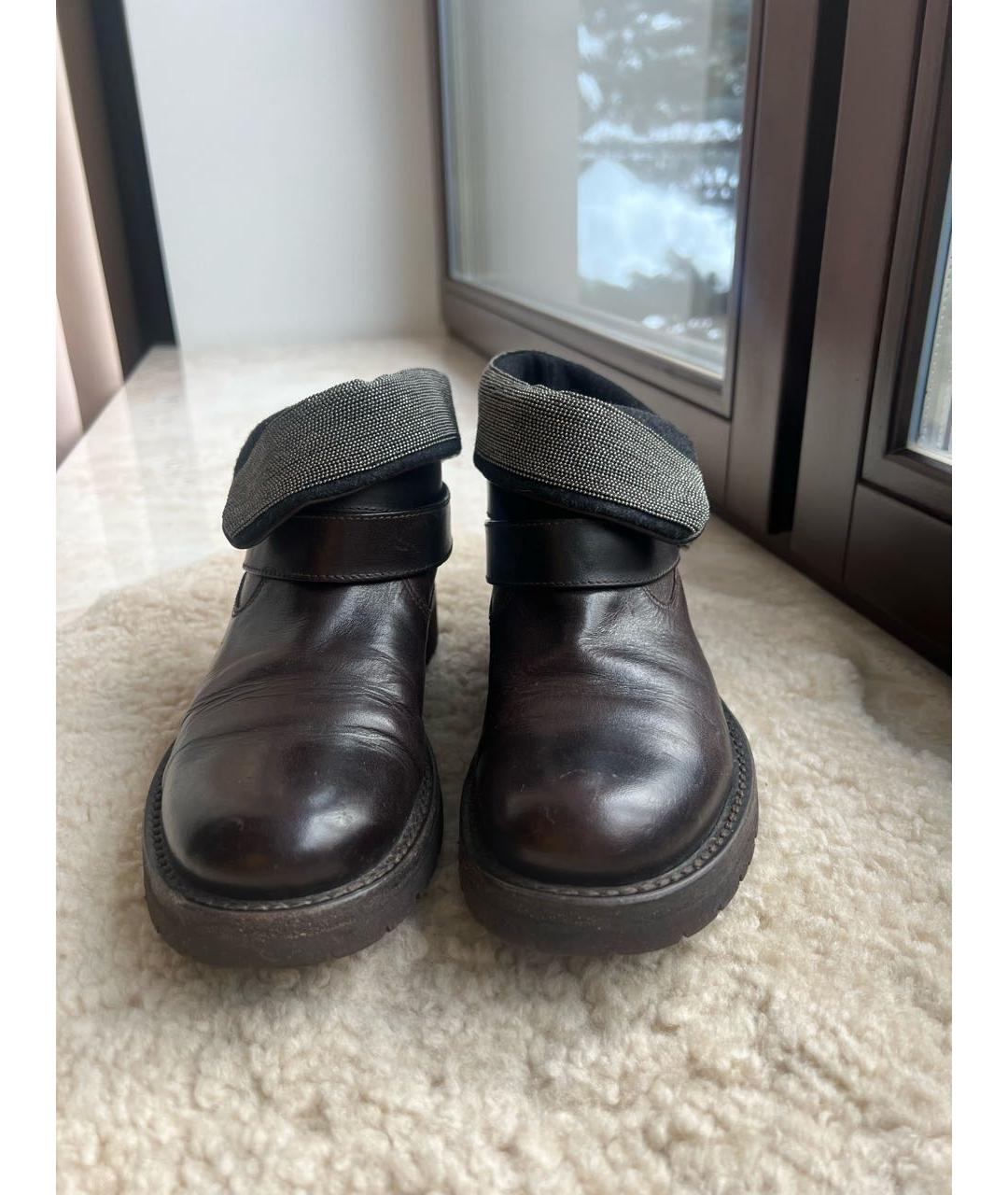 BRUNELLO CUCINELLI Коричневые кожаные ботинки, фото 2