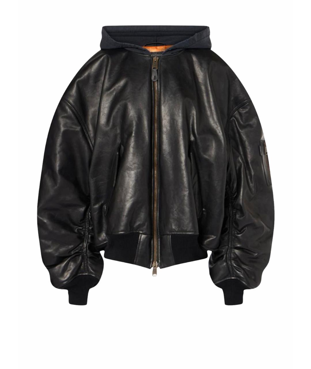 BALENCIAGA Черная кожаная куртка, фото 1