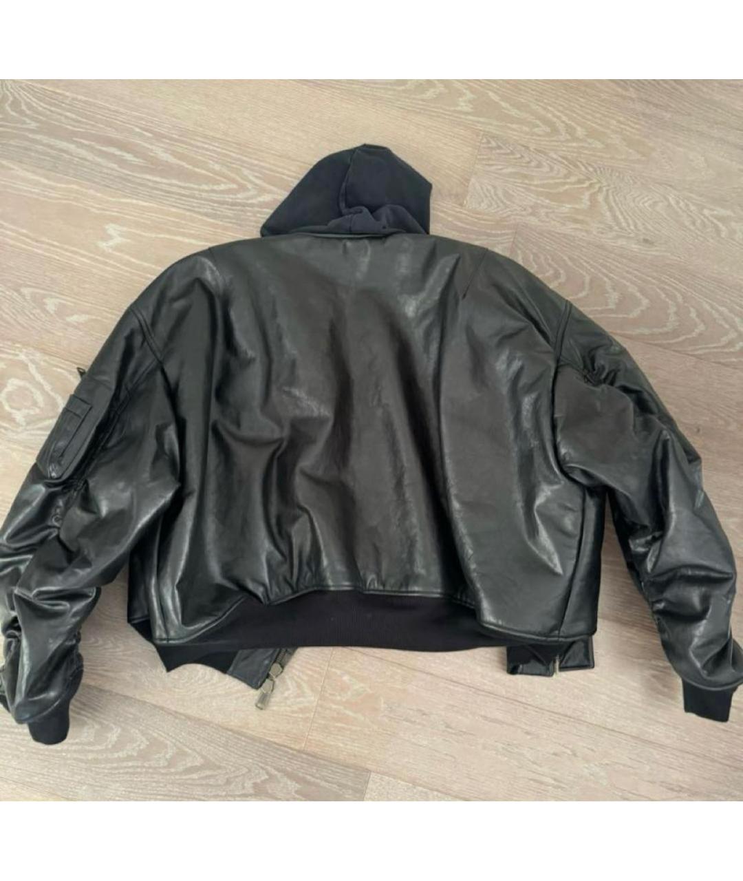 BALENCIAGA Черная кожаная куртка, фото 2