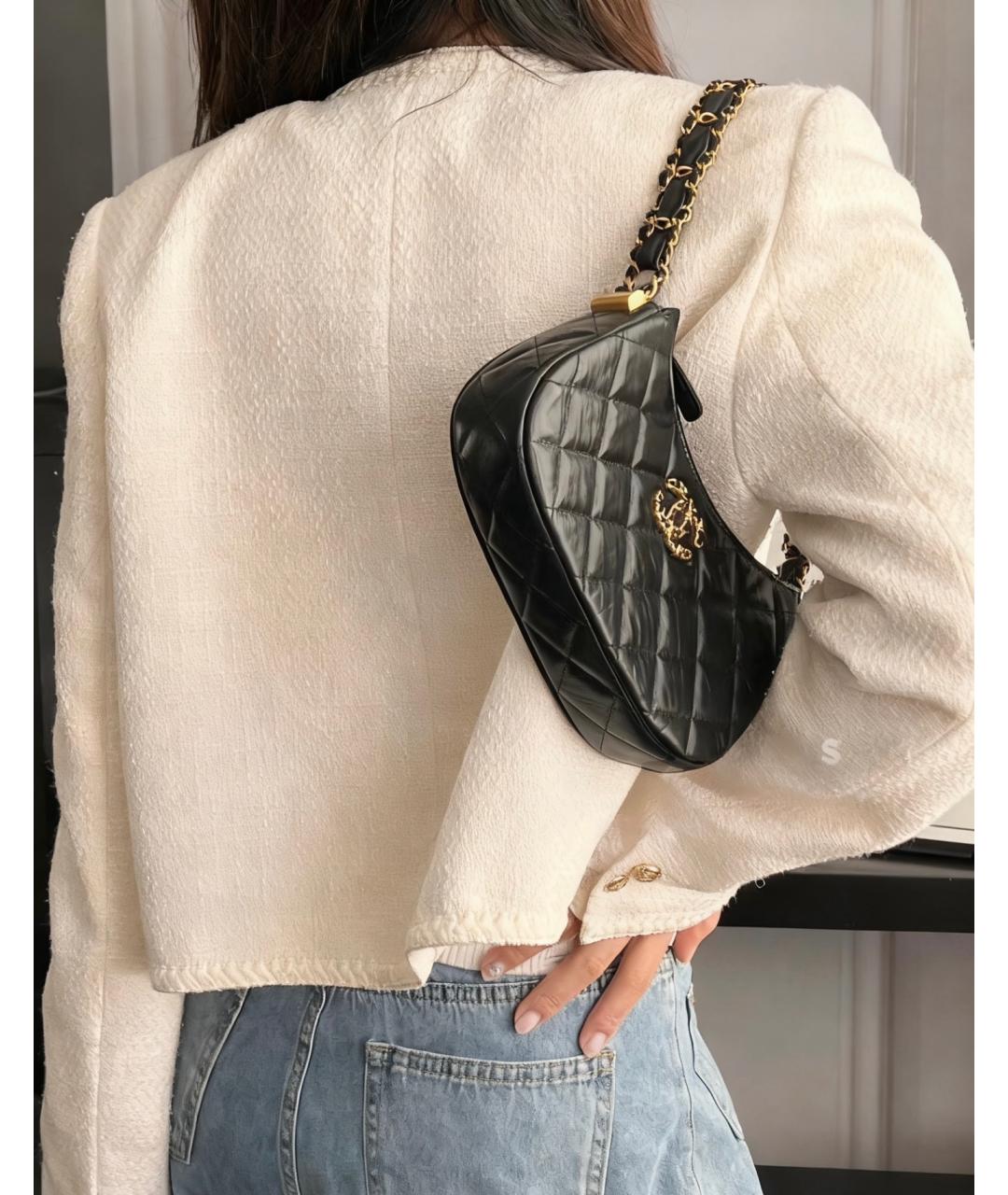 CHANEL Черная кожаная сумка через плечо, фото 9