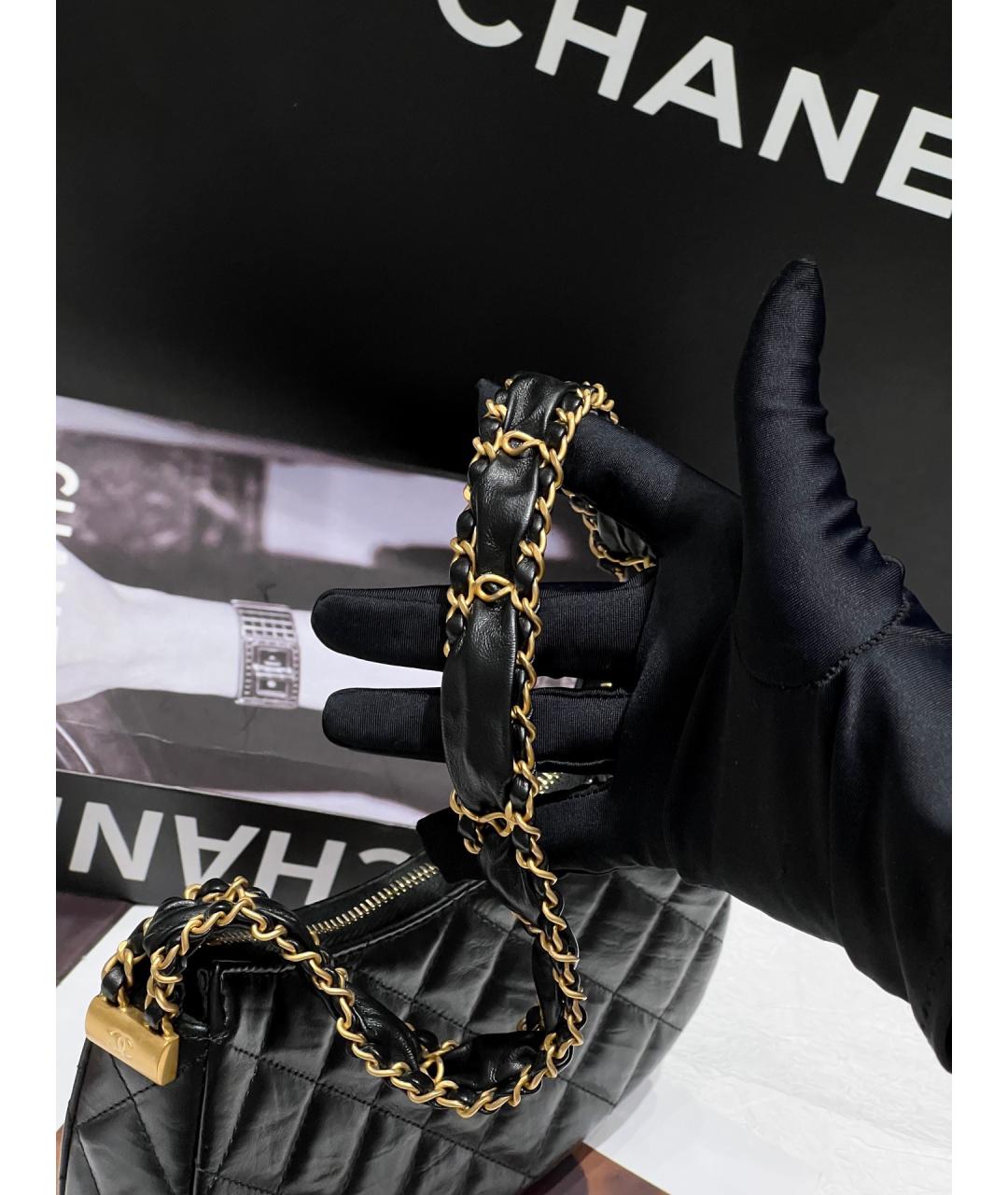 CHANEL Черная кожаная сумка через плечо, фото 6