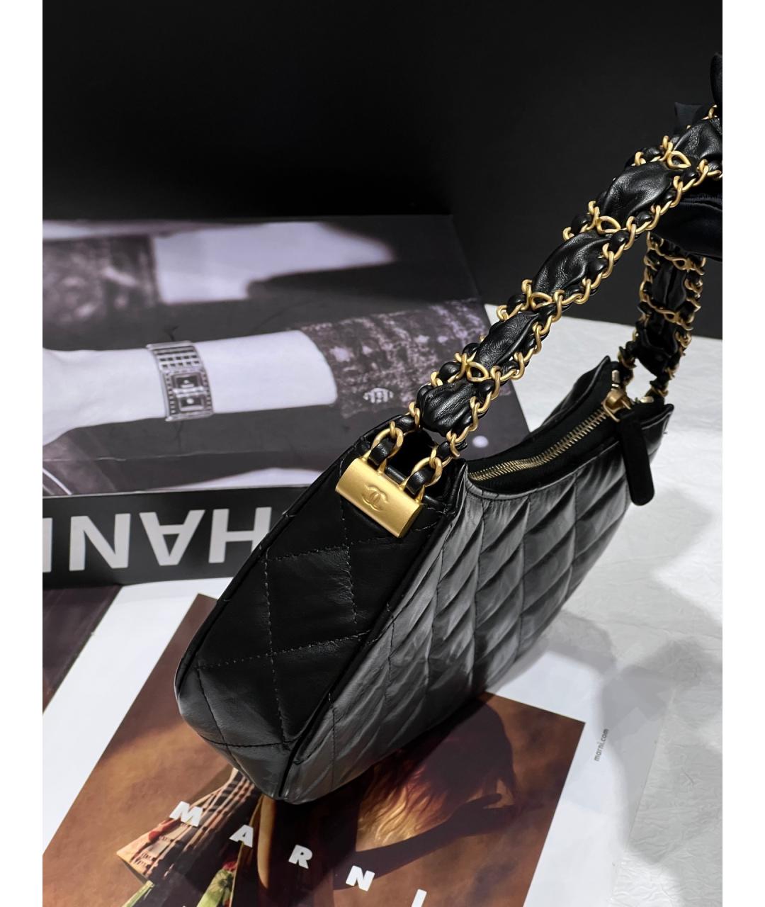 CHANEL Черная кожаная сумка через плечо, фото 4