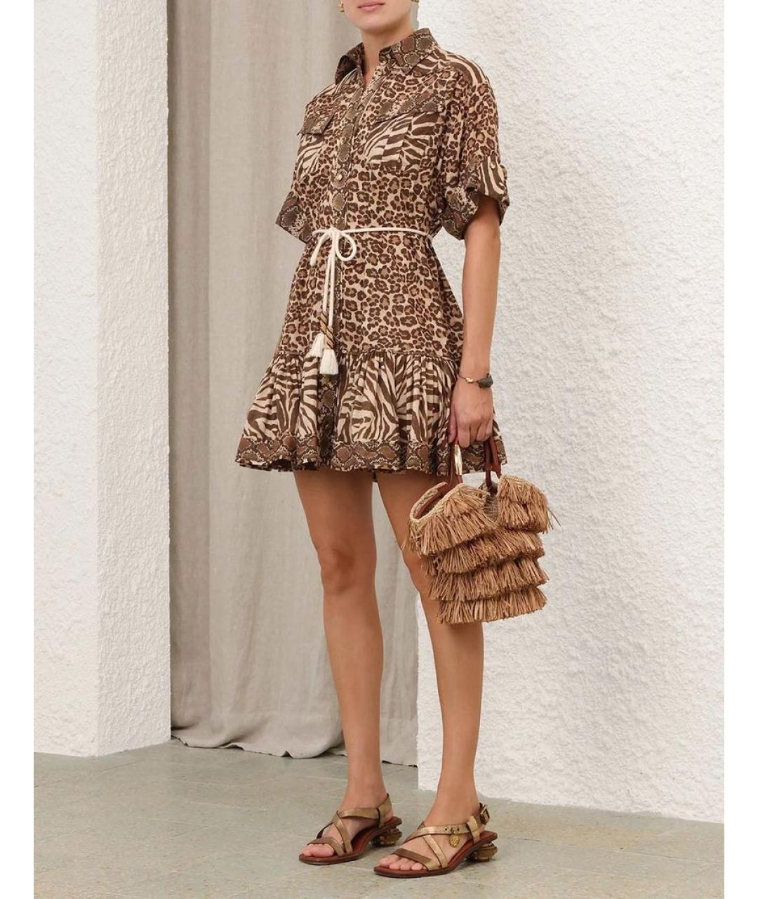 ZIMMERMANN Коричневый хлопковый сарафан, фото 3