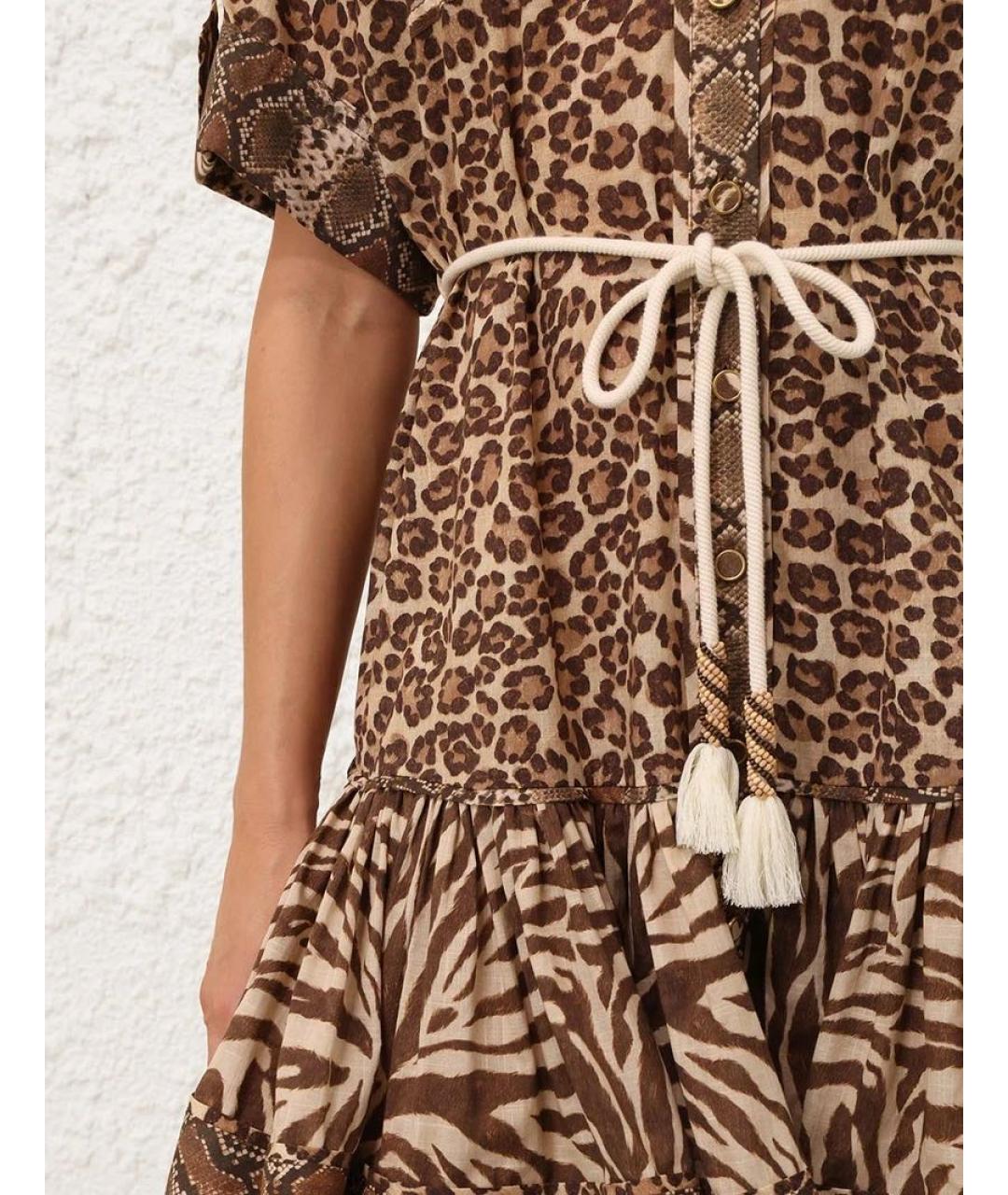 ZIMMERMANN Коричневый хлопковый сарафан, фото 5