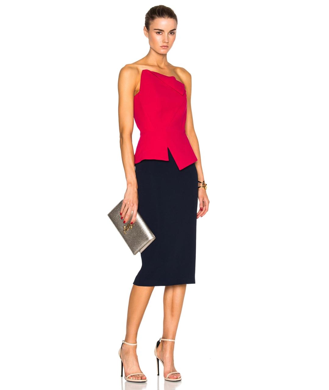 ROLAND MOURET Темно-синяя шерстяная юбка миди, фото 2