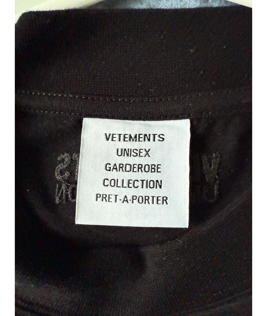 VETEMENTS Черная хлопковая футболка, фото 3