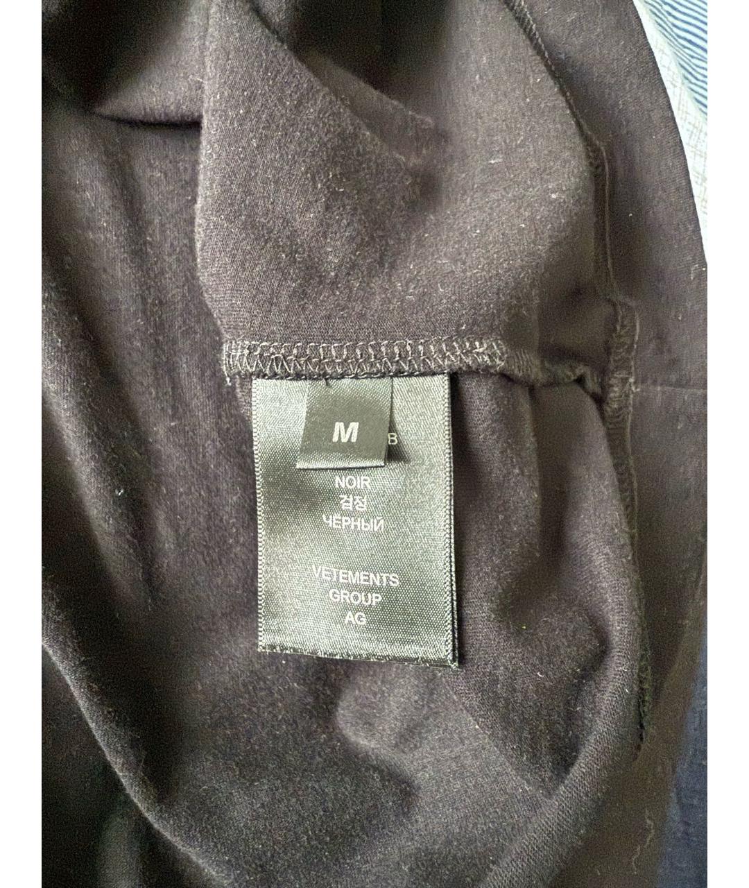 VETEMENTS Черная хлопковая футболка, фото 7