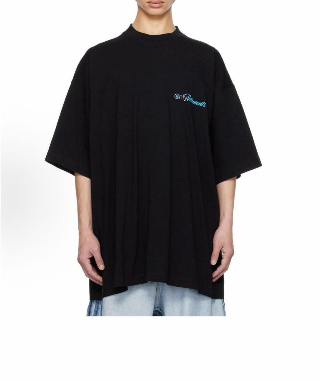 VETEMENTS Черная хлопковая футболка, фото 9