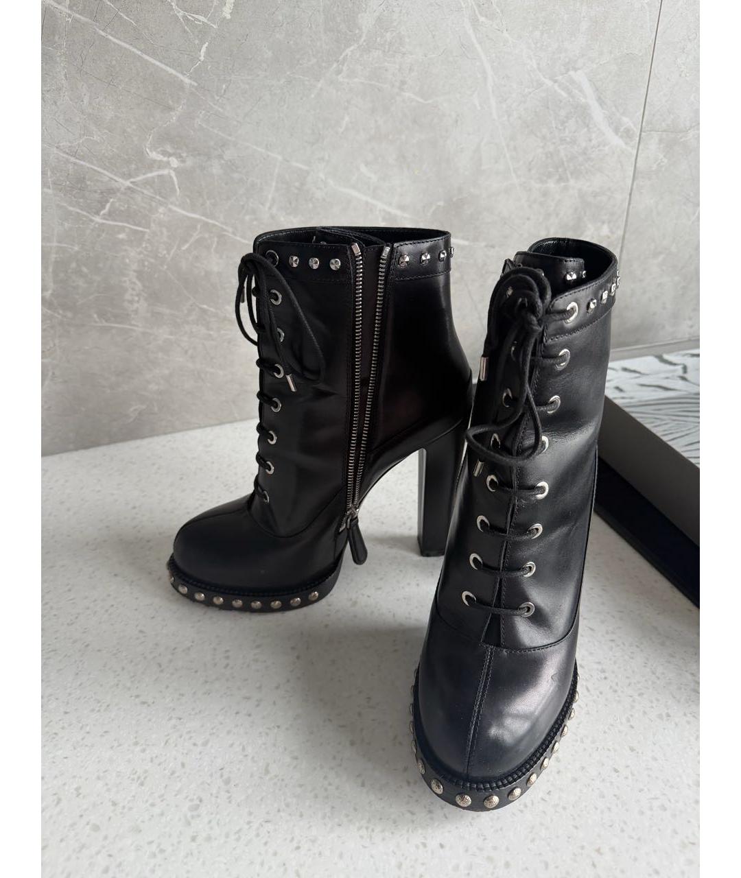 ALEXANDER MCQUEEN Черные кожаные ботильоны, фото 5