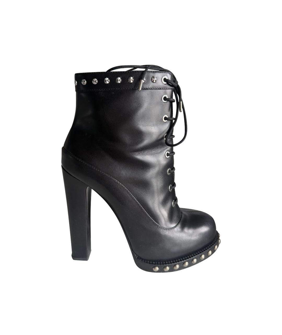 ALEXANDER MCQUEEN Черные кожаные ботильоны, фото 1