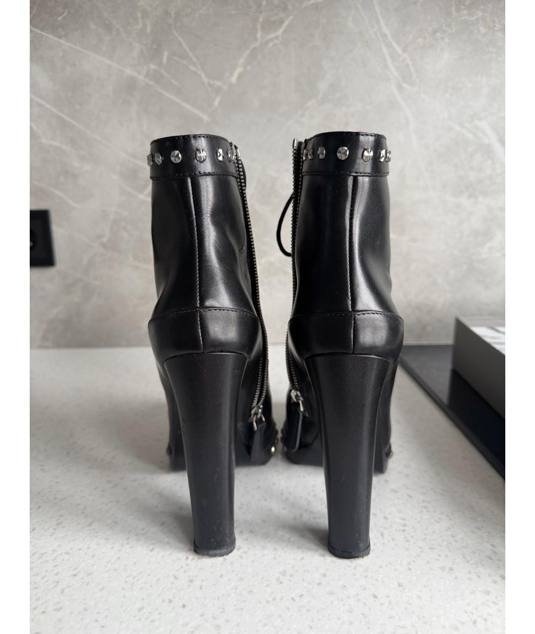 ALEXANDER MCQUEEN Черные кожаные ботильоны, фото 4
