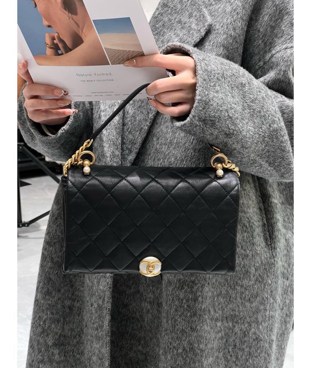 CHANEL Черная кожаная сумка через плечо, фото 8