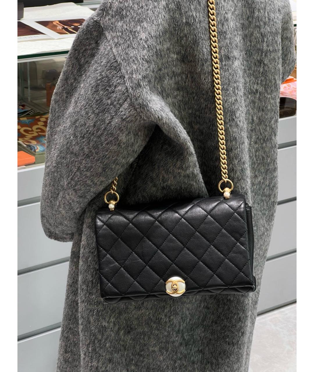CHANEL Черная кожаная сумка через плечо, фото 9