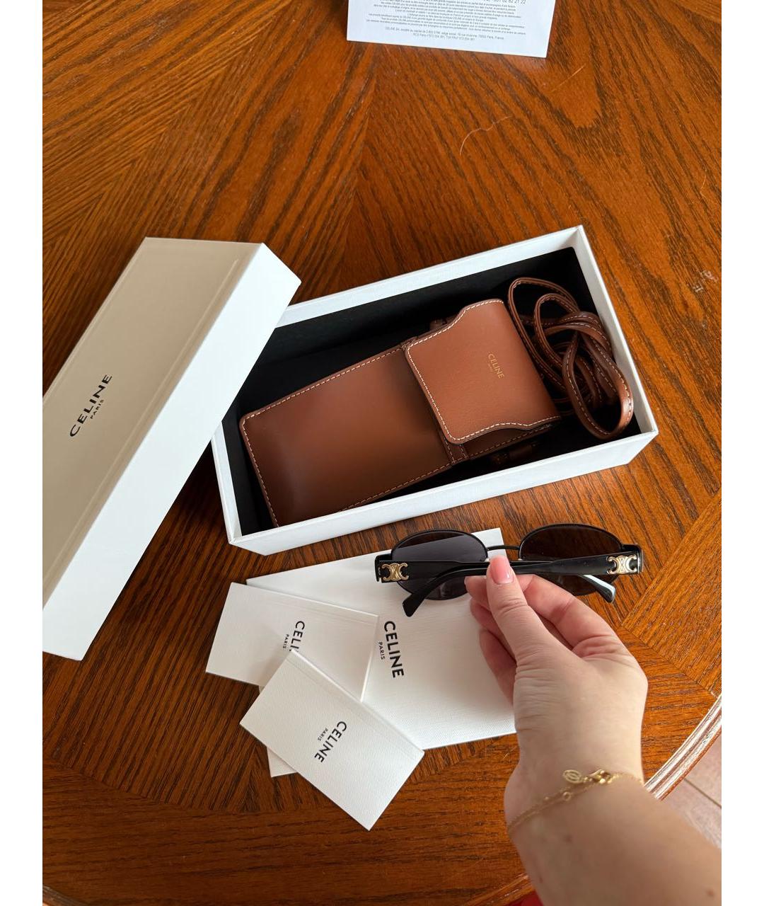 CELINE Черные металлические солнцезащитные очки, фото 4