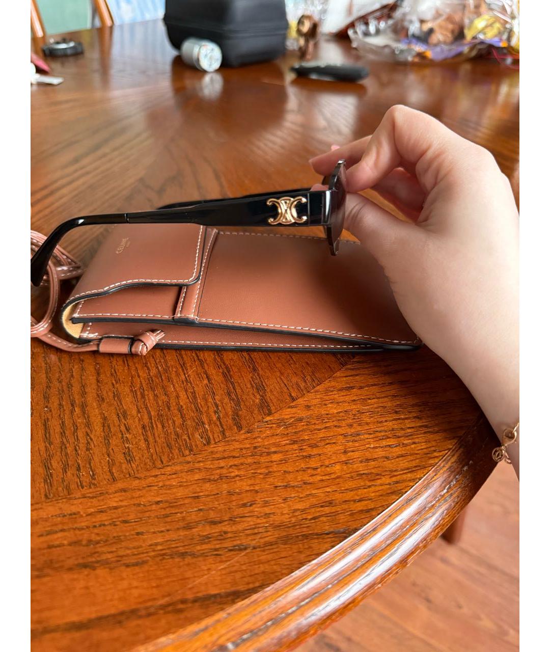 CELINE Черные металлические солнцезащитные очки, фото 3