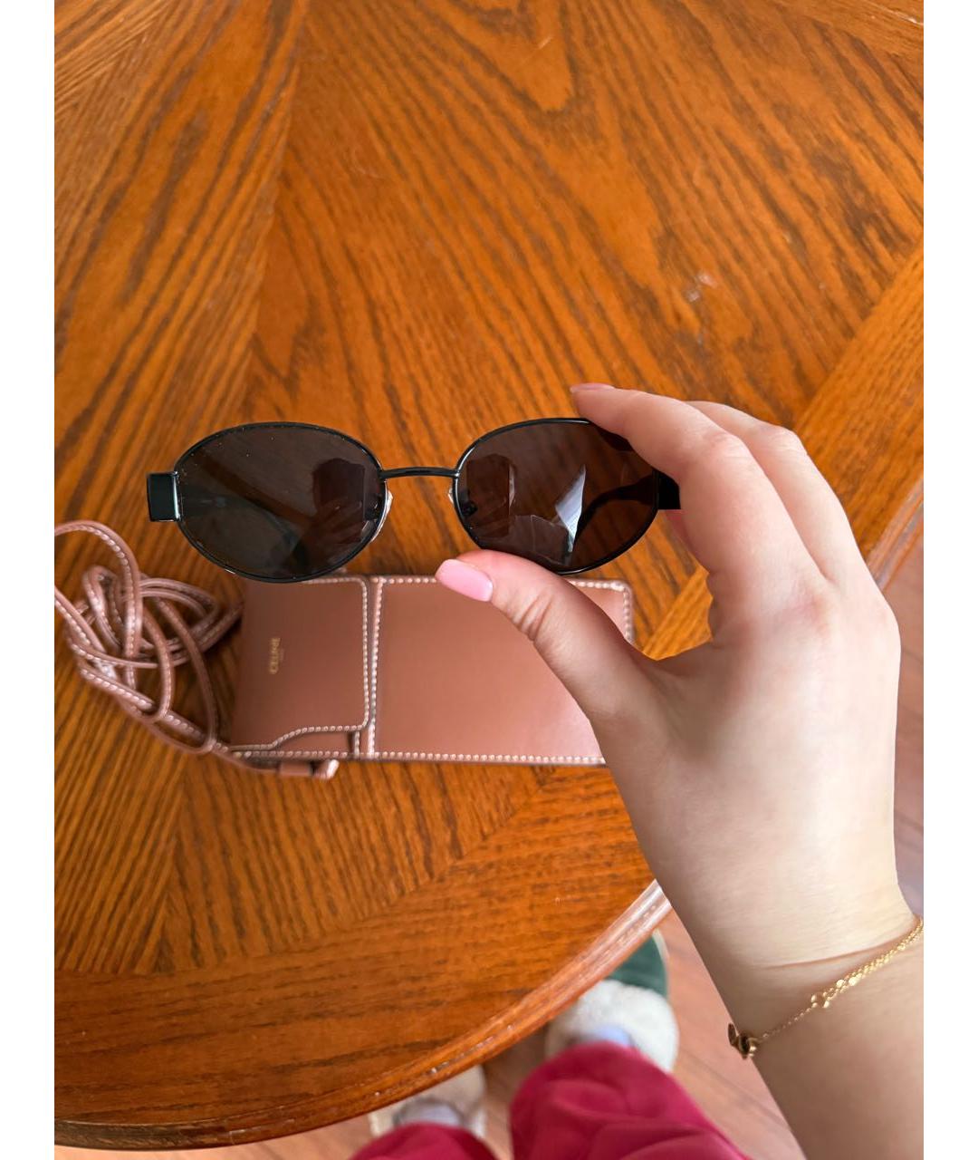 CELINE Черные металлические солнцезащитные очки, фото 2