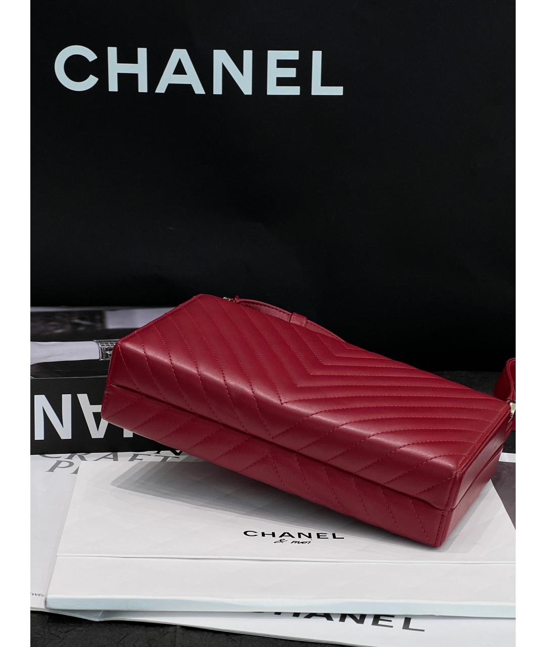 CHANEL Бордовая кожаная сумка через плечо, фото 5