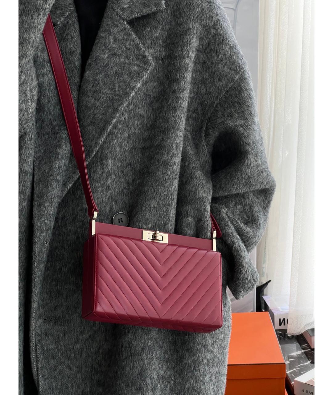 CHANEL Бордовая кожаная сумка через плечо, фото 9