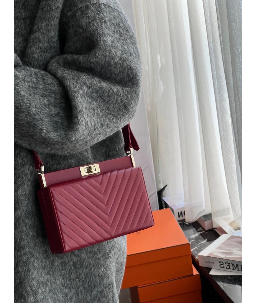 CHANEL Бордовая кожаная сумка через плечо, фото 8