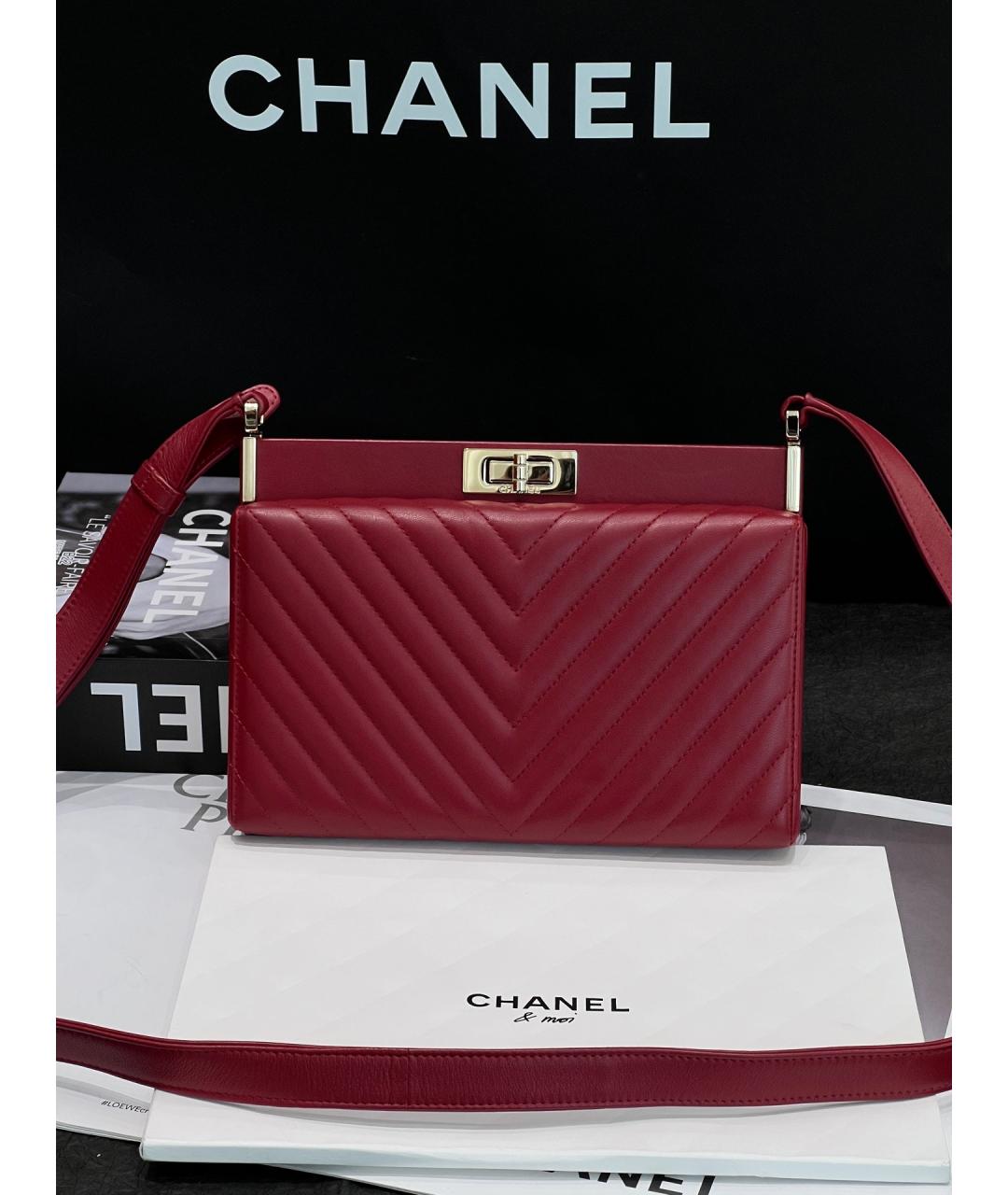 CHANEL Бордовая кожаная сумка через плечо, фото 10