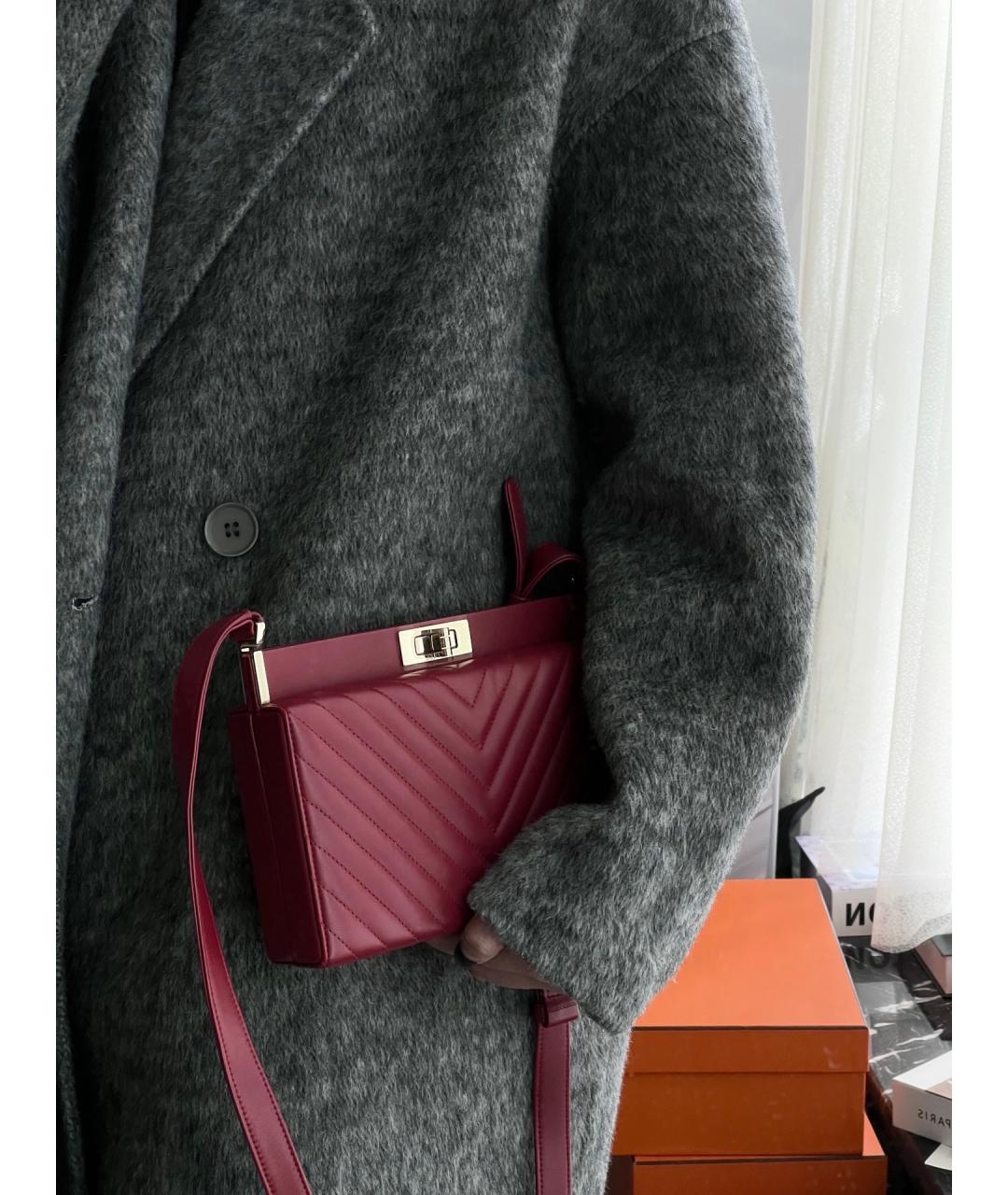 CHANEL Бордовая кожаная сумка через плечо, фото 7