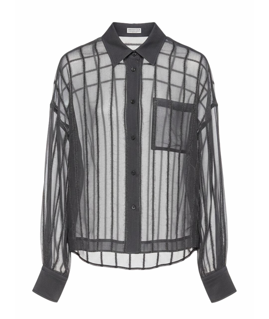 BRUNELLO CUCINELLI Серая шелковая блузы, фото 1