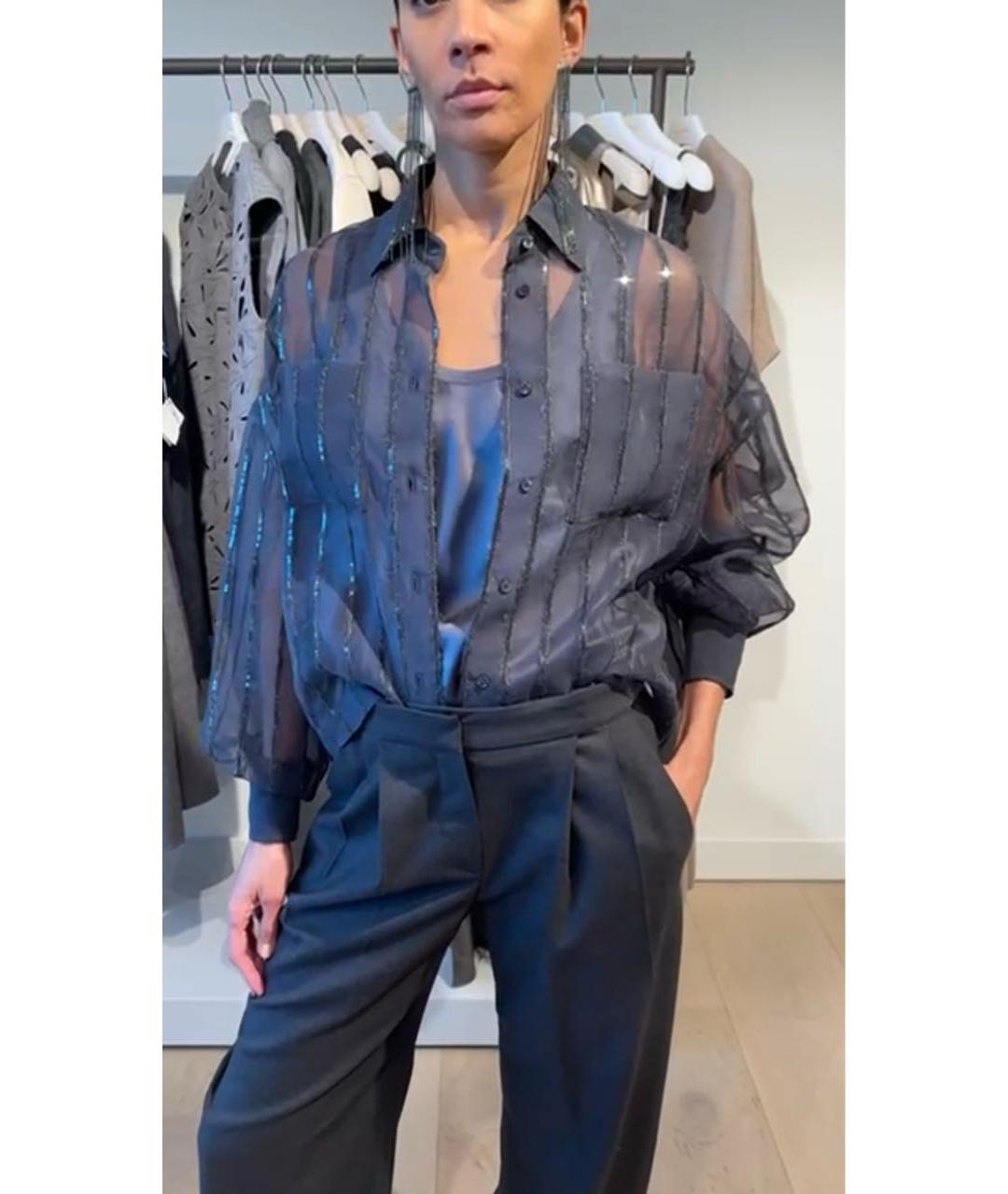 BRUNELLO CUCINELLI Серая шелковая блузы, фото 4