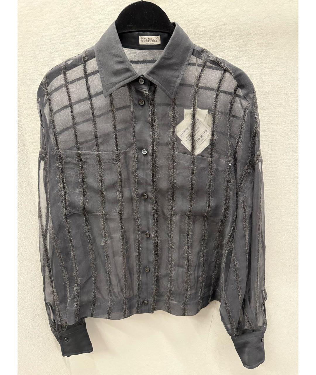 BRUNELLO CUCINELLI Серая шелковая блузы, фото 5