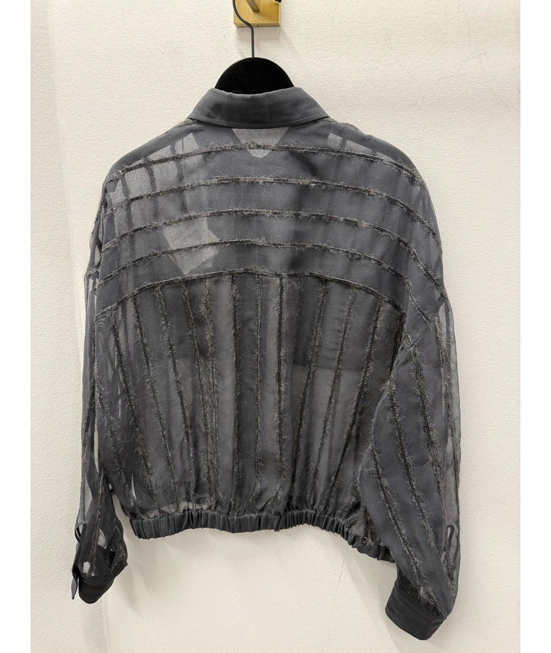 BRUNELLO CUCINELLI Серая шелковая блузы, фото 2