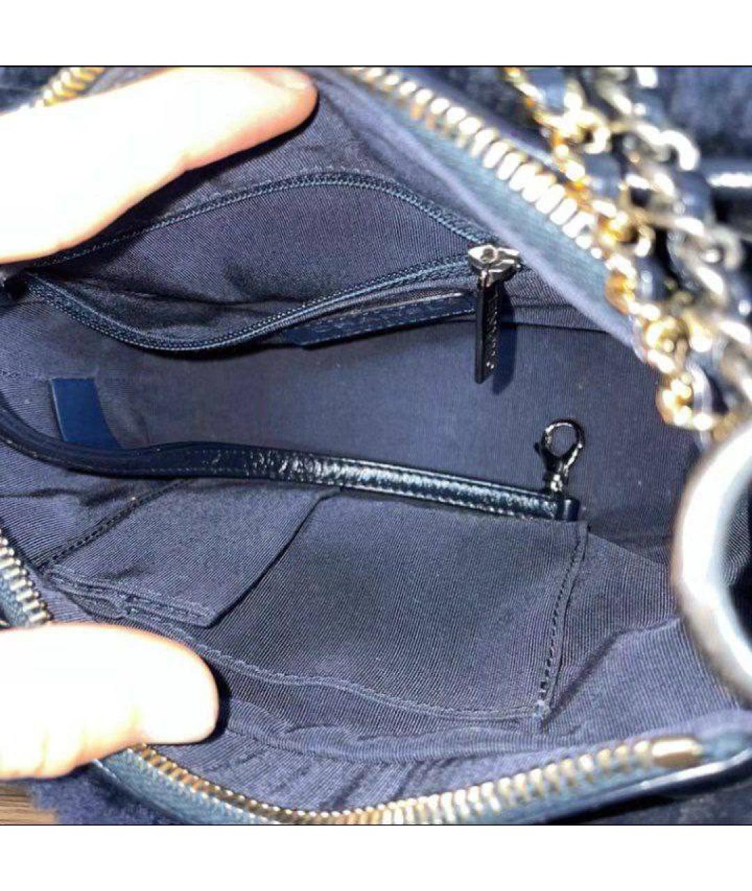 CHANEL Темно-синяя меховая сумка через плечо, фото 5