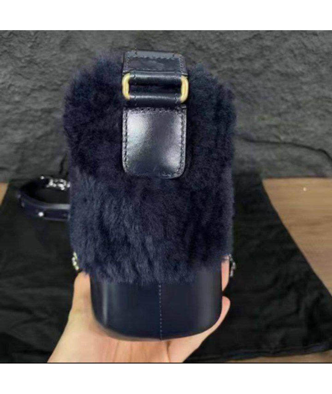 CHANEL Темно-синяя меховая сумка через плечо, фото 8