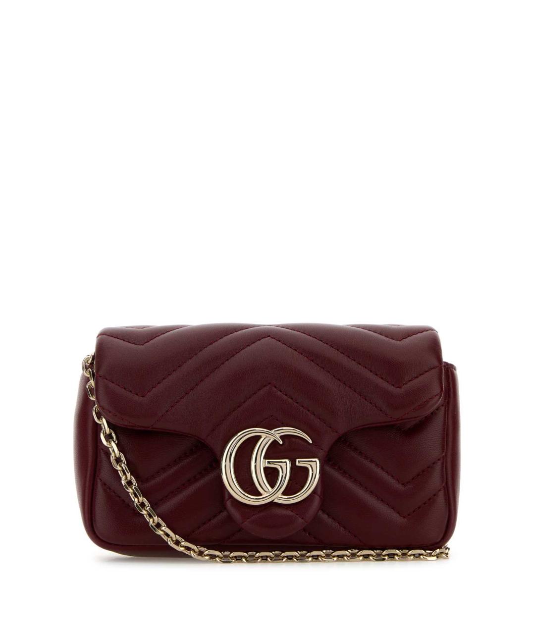 GUCCI Бордовая кожаная сумка через плечо, фото 1