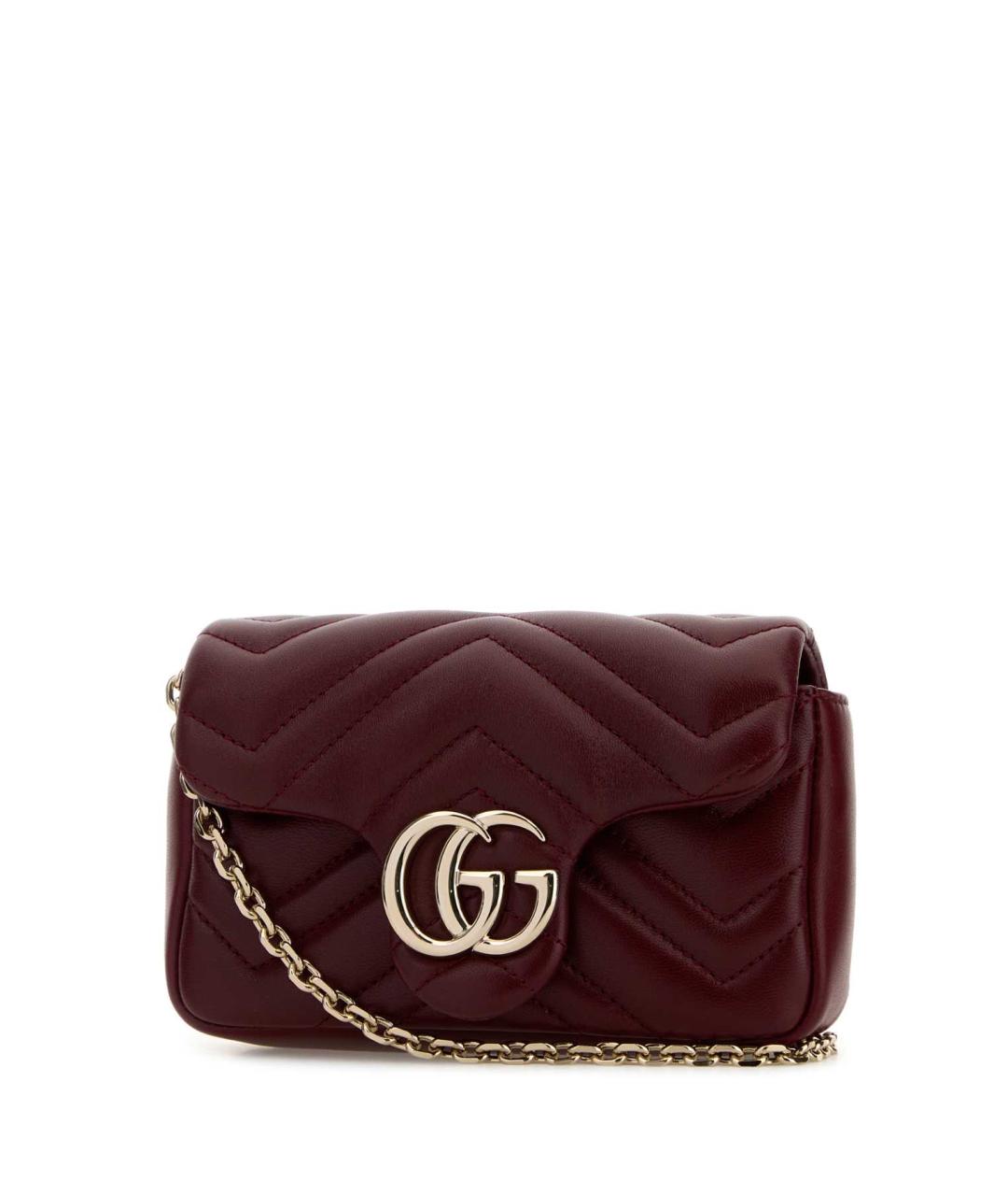 GUCCI Бордовая кожаная сумка через плечо, фото 2