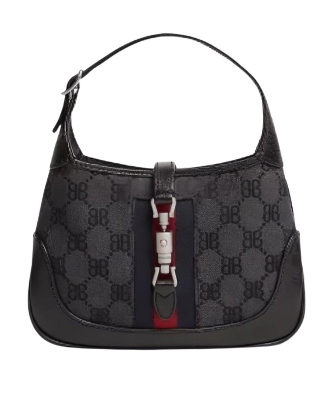 GUCCI Черная кожаная сумка с короткими ручками, фото 1